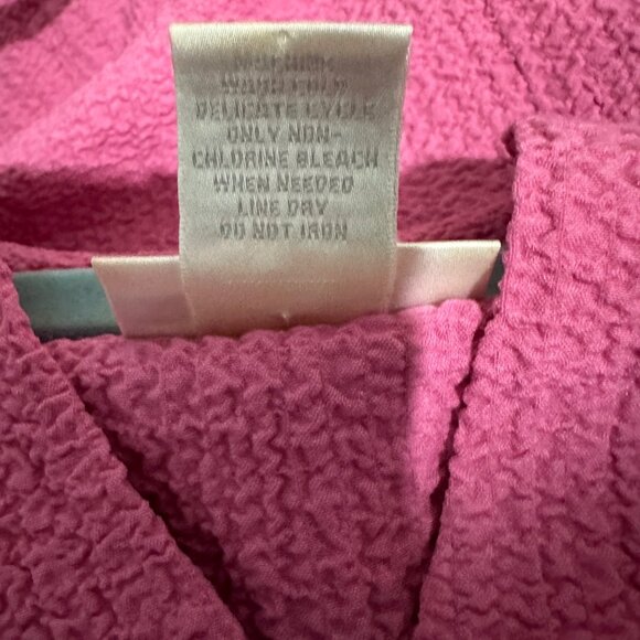 Soft Surroundings size L pink gauze textured split V 3/4 sleeve tunic top - Picture 5 of 7